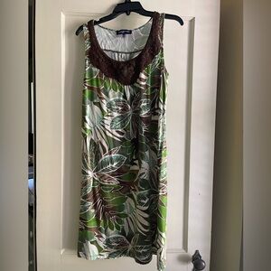 Green and Brown Tropical Dress